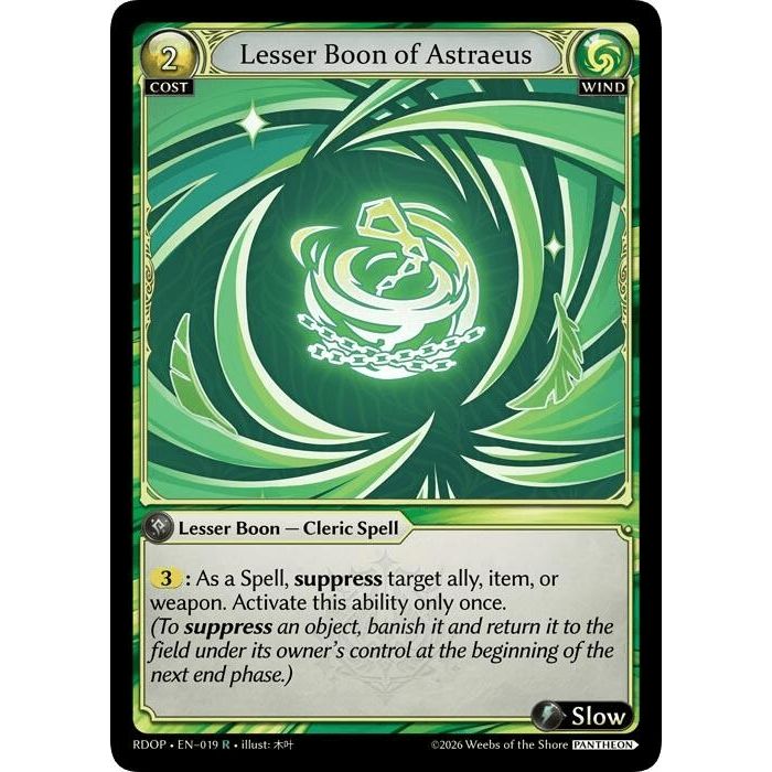 Image for Lesser Boon of Astraeus (019) (Radiant Origins: Pantheon) - Grand Archive TCG
