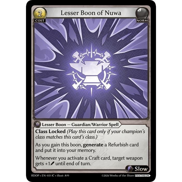 Image for Lesser Boon of Nuwa (031) (Radiant Origins: Pantheon) - Grand Archive TCG