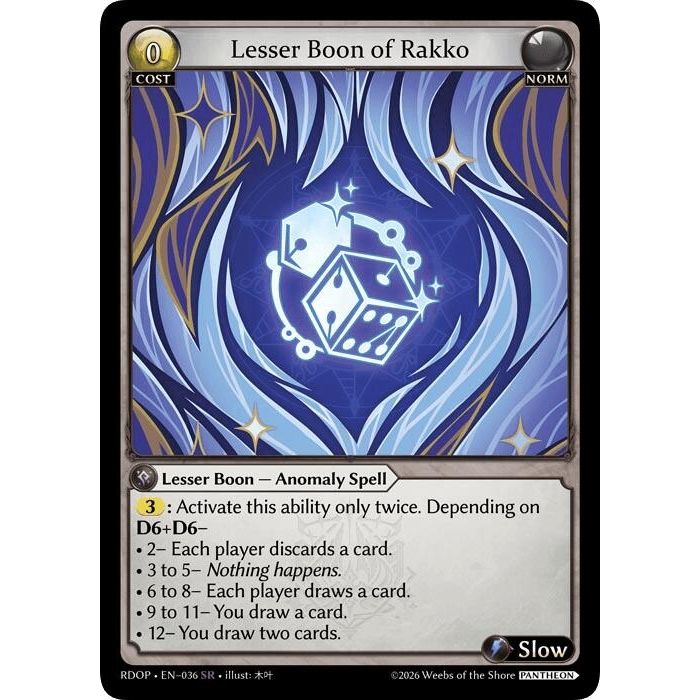 Image for Lesser Boon of Rakko (036) (Radiant Origins: Pantheon) - Grand Archive TCG