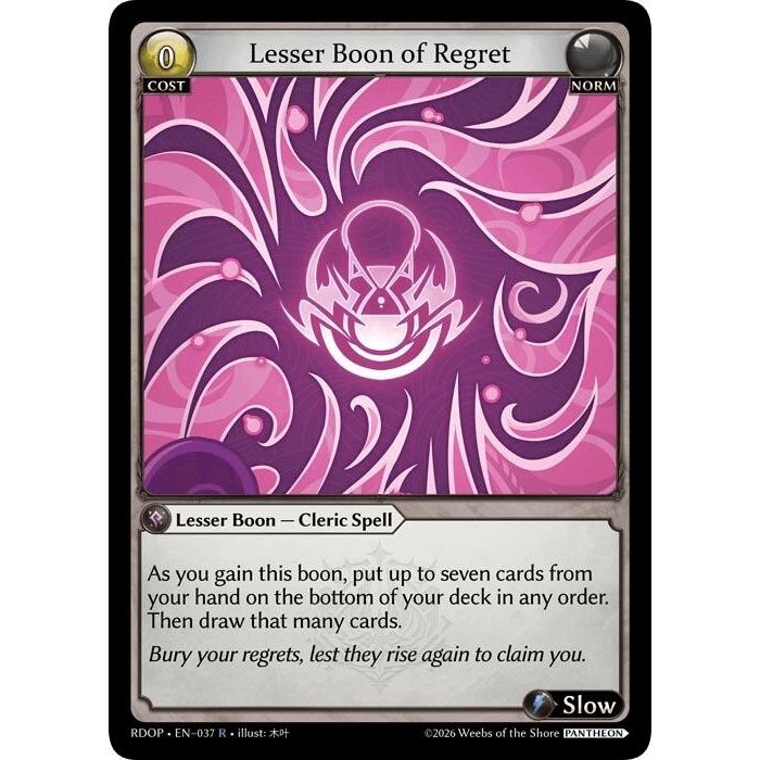 Image for Lesser Boon of Regret (037) (Radiant Origins: Pantheon) - Grand Archive TCG