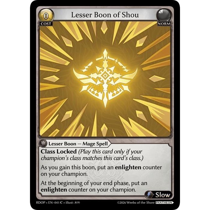 Image for Lesser Boon of Shou (041) (Radiant Origins: Pantheon) - Grand Archive TCG