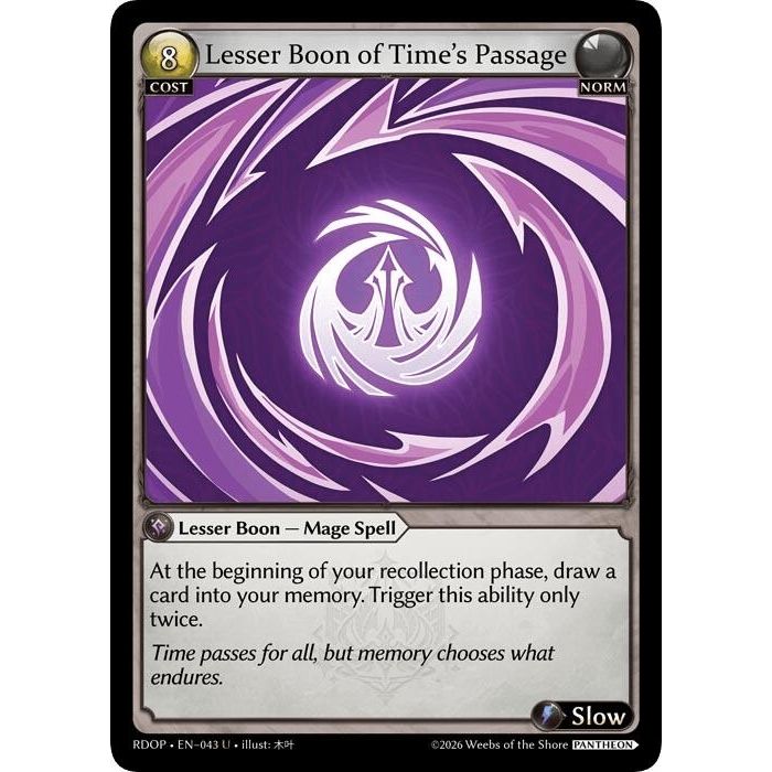 Image for Lesser Boon of Time's Passage (043) (Radiant Origins: Pantheon) - Grand Archive TCG