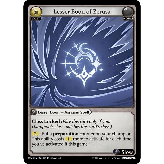 Image for Lesser Boon of Zerusa (047) (Radiant Origins: Pantheon) - Grand Archive TCG