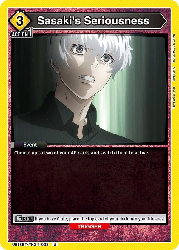 Image for Sasaki's Seriousness (UE18BT/TKG-1-028) (UE18BT: Tokyo Ghoul) (UE18BT) - Union Arena