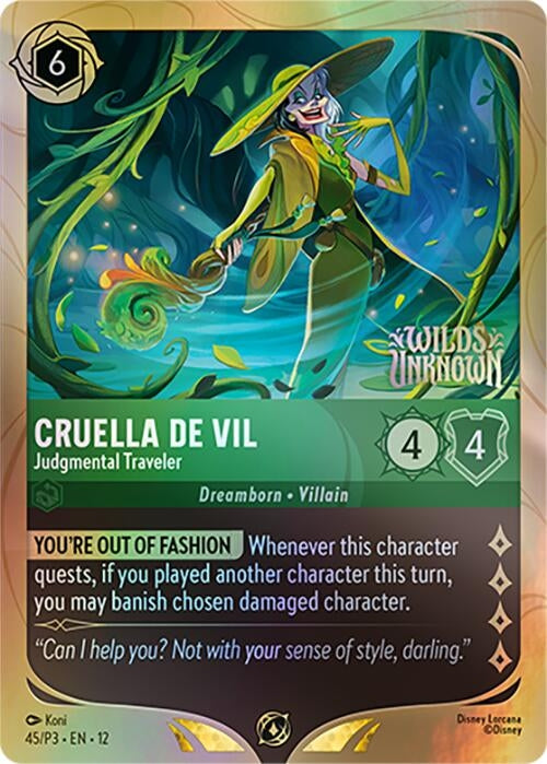 Image for Cruella De Vil - Judgmental Traveler (45) (Disney Lorcana Promo Cards) (DLPC) - Disney Lorcana