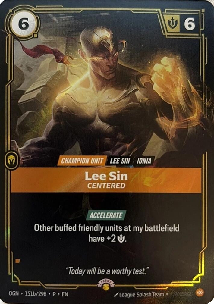 Image for Lee Sin - Centered (151b/298) (Riftbound Organized Play Promotional Cards) (OPP) - Riftbound: League of Legends Trading Card Game