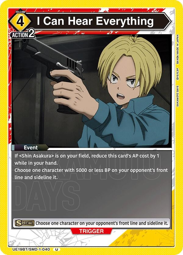 Image for I Can Hear Everything (UE19BT/SMD-1-040) (UE19BT: SAKAMOTO DAYS) (UE19BT) - Union Arena
