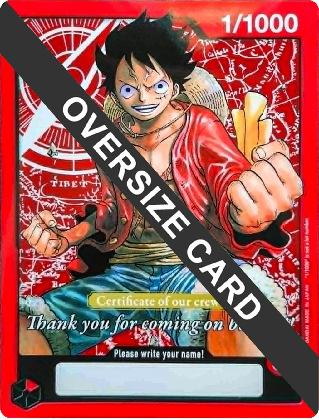 Image for Monkey.D.Luffy (Certificate of our crew) (Oversized) (1/1000) (One Piece Promotion Cards) (OP-PR) - One Piece Card Game