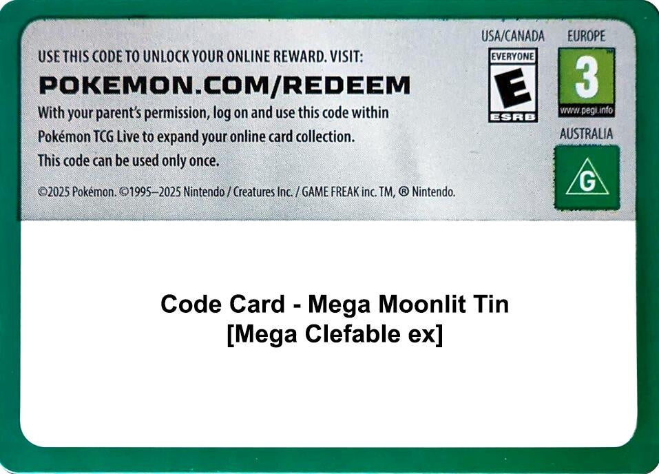 Image for Code Card - Mega Moonlit Tin [Mega Clefable ex] (Miscellaneous Cards & Products) (MCAP) - Pokemon