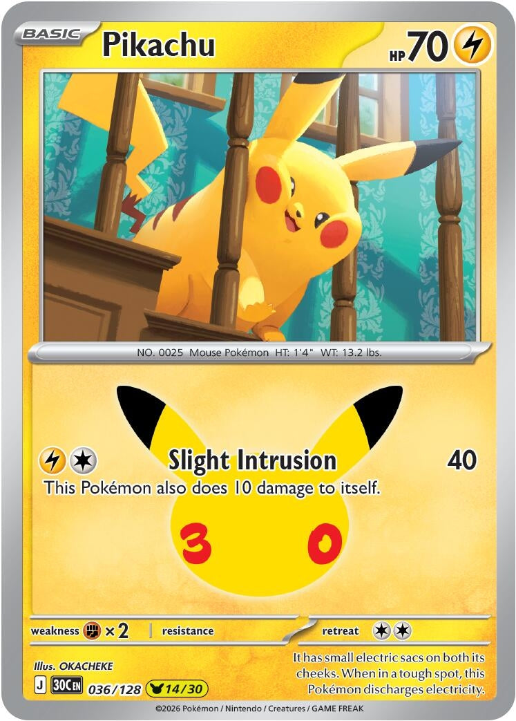 Image for Pikachu (036/128) (ME: 30th Celebration) - Pokemon
