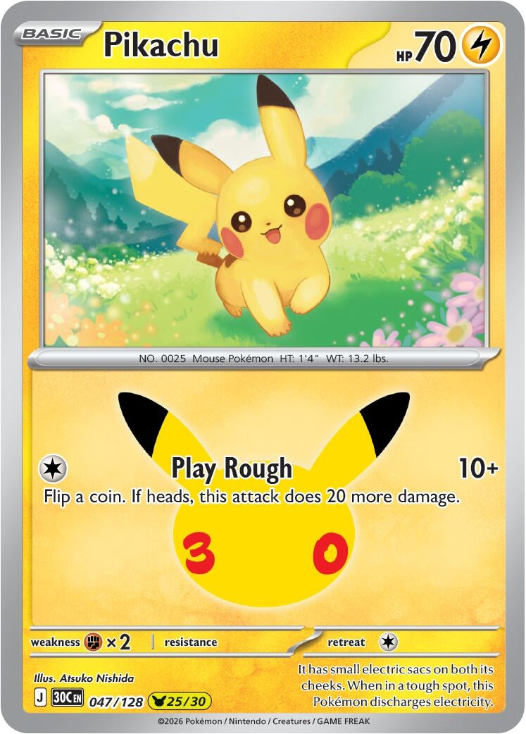 Image for Pikachu (047/128) (ME: 30th Celebration) - Pokemon