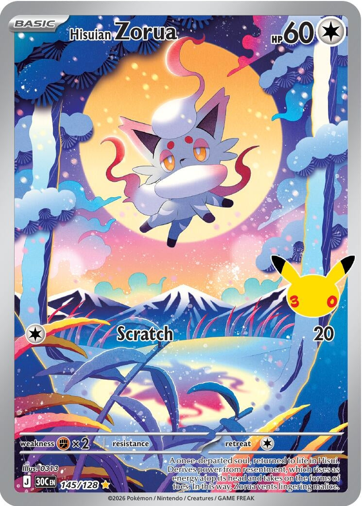 Image for Hisuian Zorua (145/128) (ME: 30th Celebration) - Pokemon