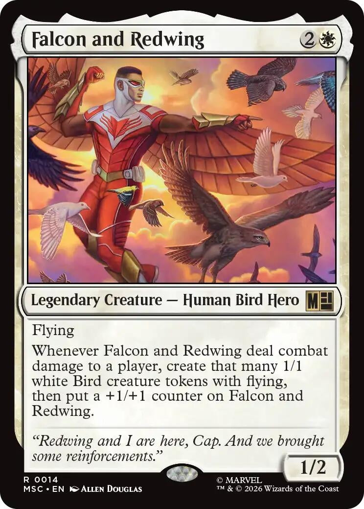 Falcon and Redwing (Surge Foil) (14) (Marvel Super Heroes)