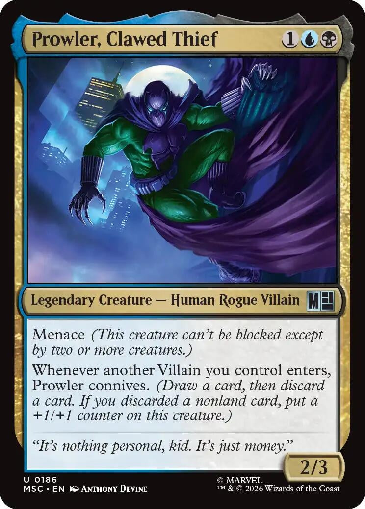 Prowler, Clawed Thief (Surge Foil) (186) (Marvel Super Heroes)