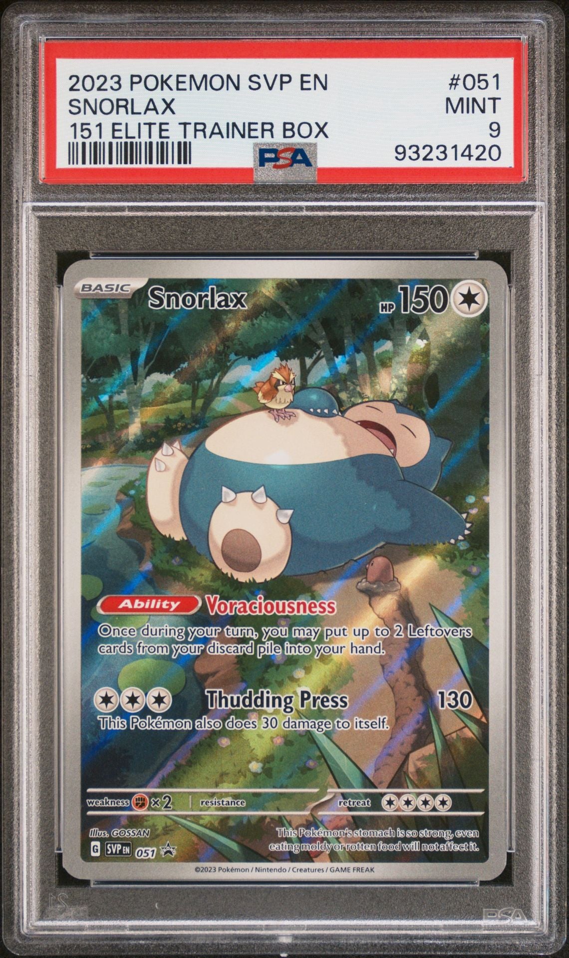 SNORLAX 151 ELITE TRAINER BOX 2023 POKEMON SVP EN-SV BLACK STAR PROMO PSA MINT 9