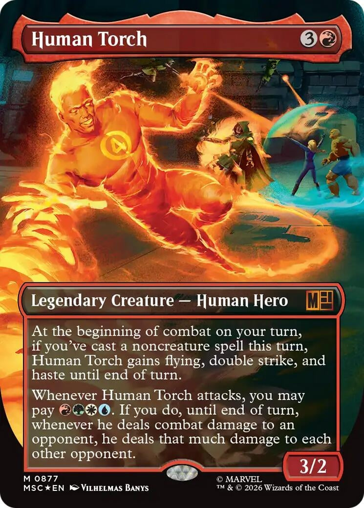 Human Torch (Borderless) (Surge Foil) (877) (Marvel Super Heroes)
