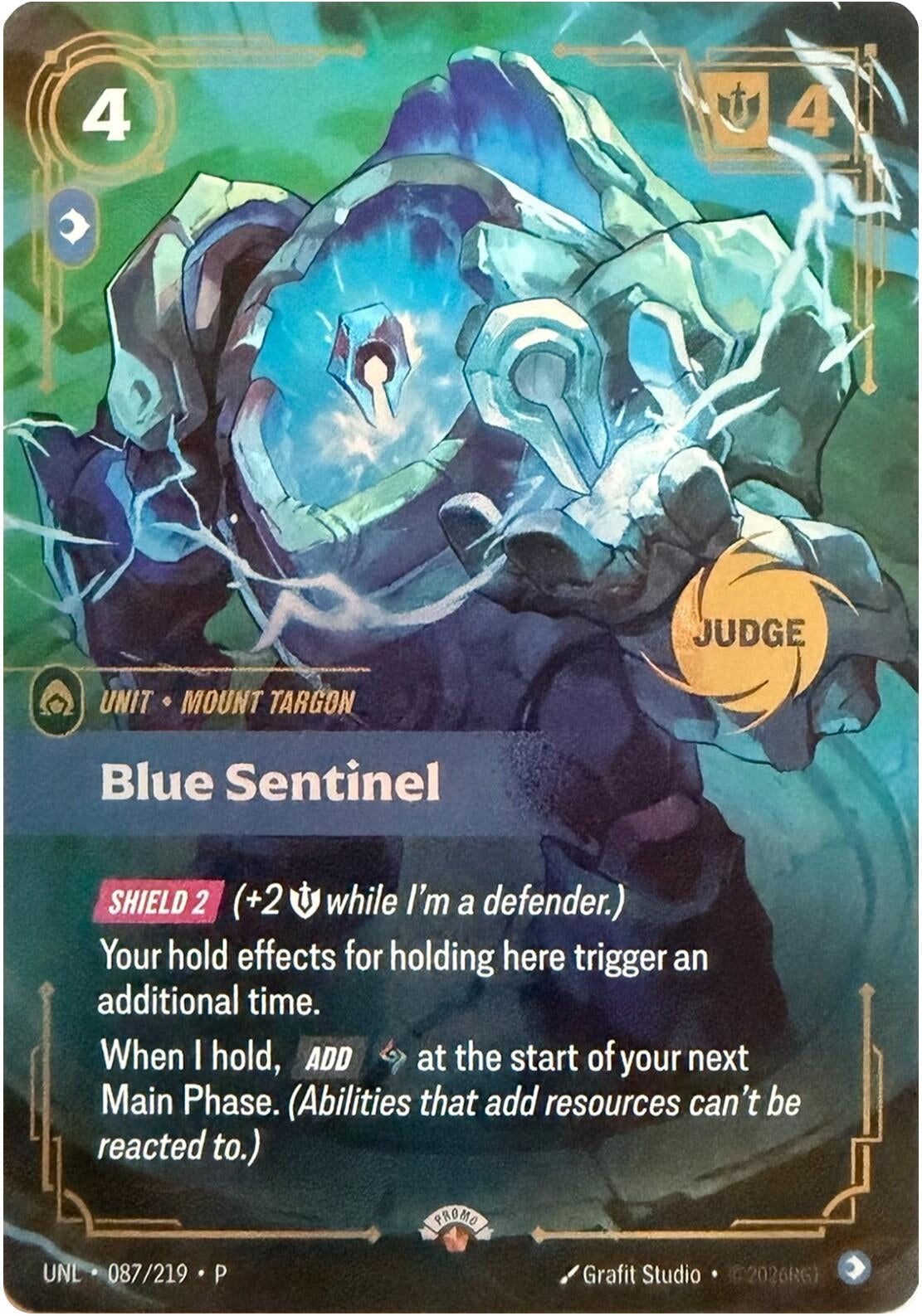 Image for Blue Sentinel (087/219) (Riftbound Judge Promotional Cards) (JDG) - Riftbound: League of Legends Trading Card Game