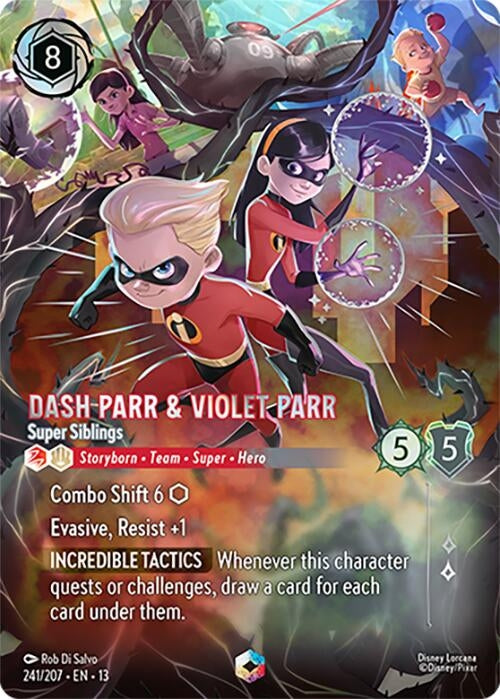 Image for Dash Parr & Violet Parr - Super Siblings (Enchanted) (241/207) (Attack of the Vine!) (13) - Disney Lorcana
