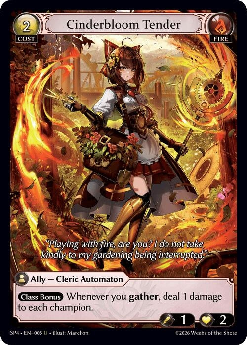 Image for Cinderbloom Tender (Curio Foil) (005) (Supporter Pack 4) (SP4) - Grand Archive TCG