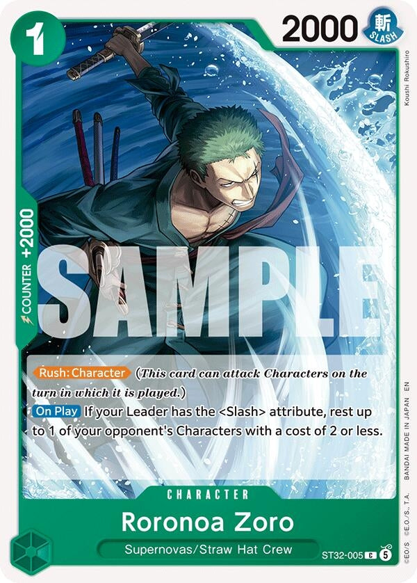 Image for Roronoa Zoro (ST32-005) (ST32-005) (Starter Deck 32: GREEN Roronoa Zoro) (ST-32) - One Piece Card Game