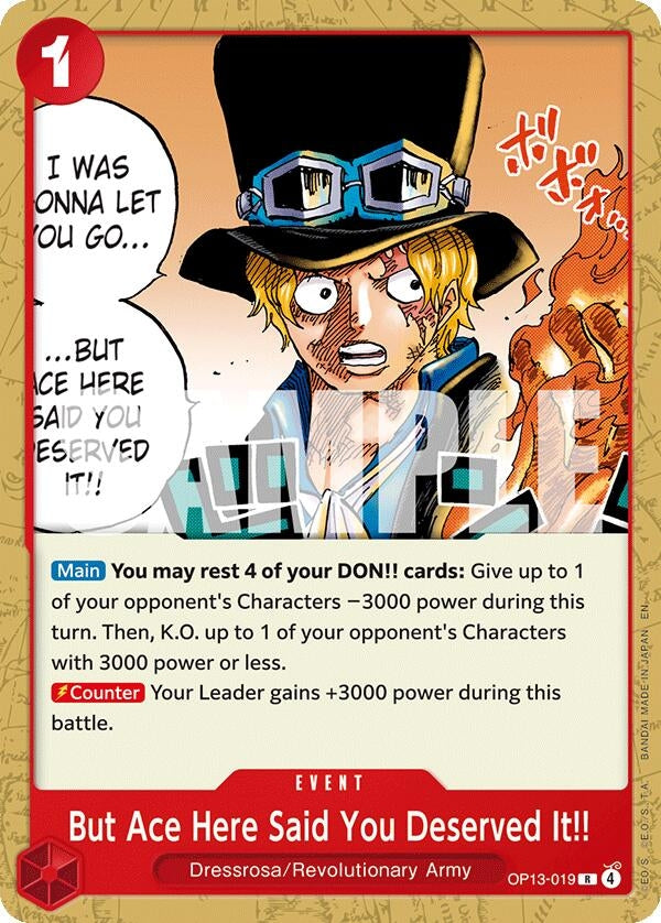 Image for But Ace Here Said You Deserved It!! (OP13-019) (Starter Deck 35: RED/BLACK Sabo) (ST-35) - One Piece Card Game