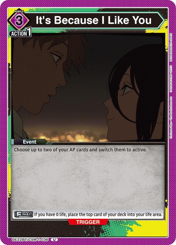 Image for It's Because I Like You (UE22BT/CSM-1-036) (UE22BT: CHAINSAW MAN) (UE22BT) - Union Arena