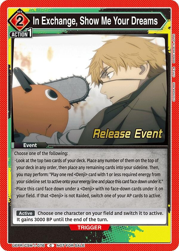 Image for In Exchange, Show Me Your Dreams (UE22BT/CSM-1-076) (UE22BT: CHAINSAW MAN Release Event) (UE22BT_RE) - Union Arena