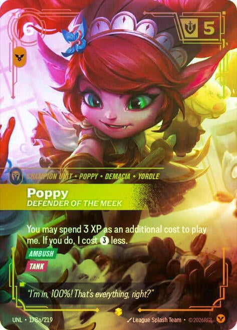 Image for Poppy - Defender of the Meek (Alternate Art) (178a/219) (Riftbound Organized Play Promotional Cards) (OPP) - Riftbound: League of Legends Trading Card Game