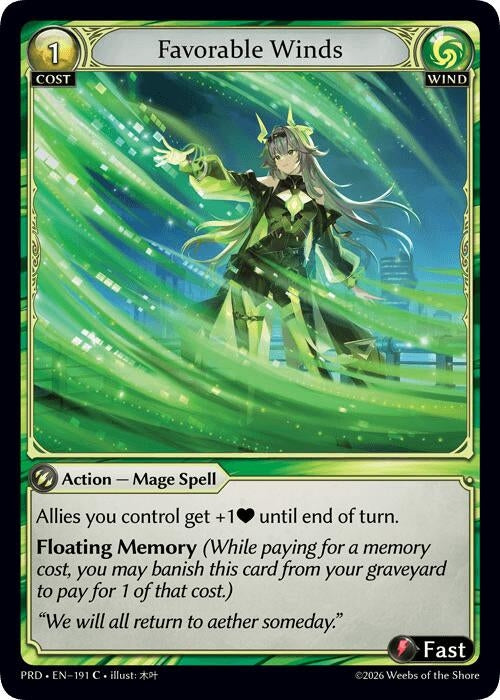 Image for Favorable Winds (191) (.asphodel/paradise) (PRD) - Grand Archive TCG