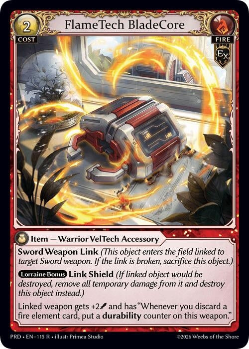 Image for FlameTech BladeCore (115) (.asphodel/paradise) (PRD) - Grand Archive TCG