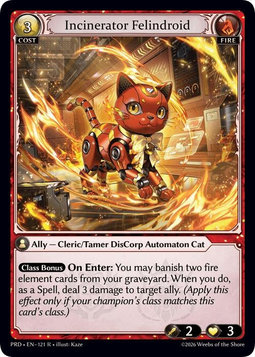 Image for Incinerator Felindroid (121) (.asphodel/paradise) (PRD) - Grand Archive TCG