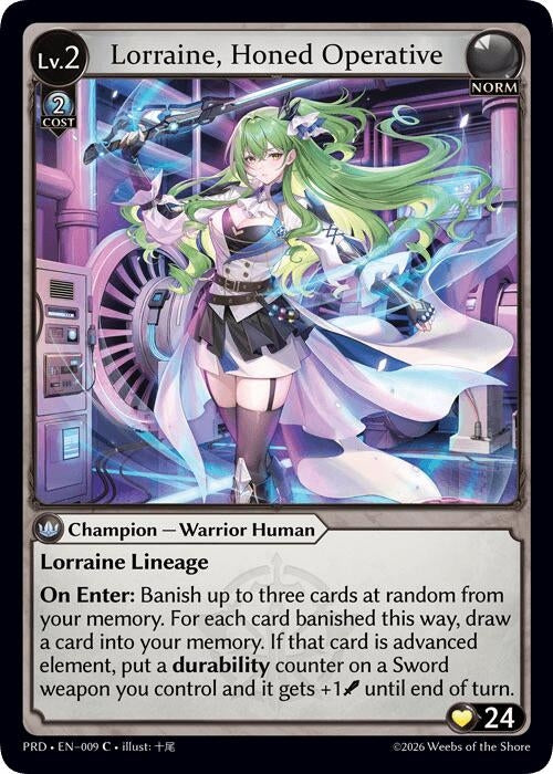 Image for Lorraine, Honed Operative (009) (.asphodel/paradise) (PRD) - Grand Archive TCG
