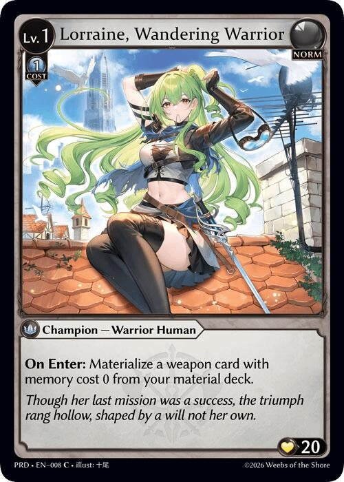 Image for Lorraine, Wandering Warrior (008) (.asphodel/paradise) (PRD) - Grand Archive TCG