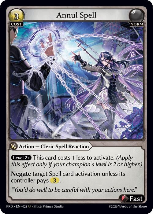 Image for Annul Spell (Interference Curio Foil) (028) (.asphodel/paradise) (PRD) - Grand Archive TCG