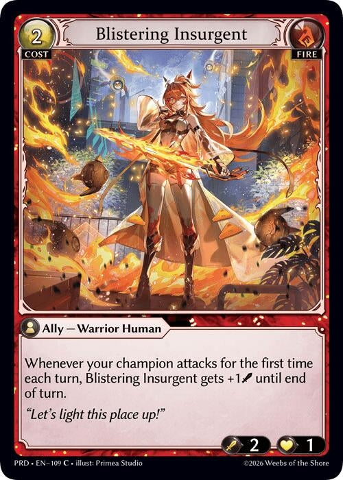 Image for Blistering Insurgent (Interference Curio Foil) (109) (.asphodel/paradise) (PRD) - Grand Archive TCG
