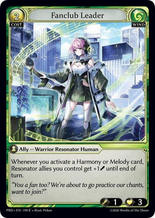 Image for Fanclub Leader (Interference Curio Foil) (190) (.asphodel/paradise) (PRD) - Grand Archive TCG
