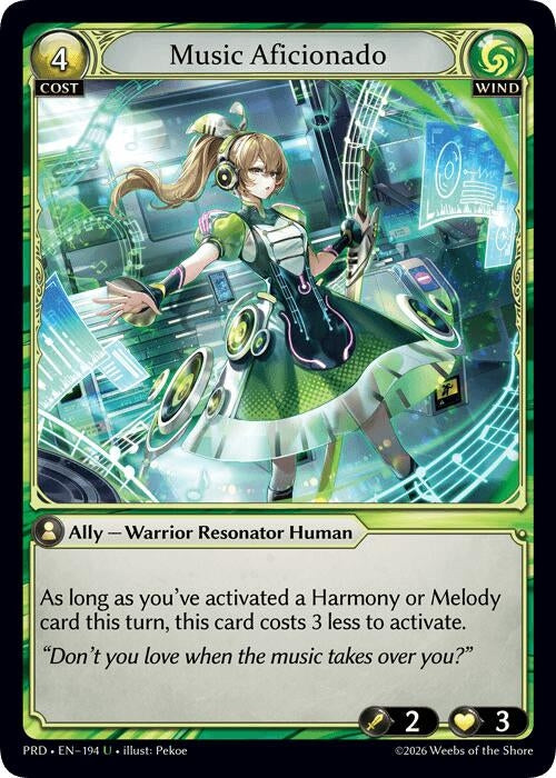Image for Music Aficionado (Interference Curio Foil) (194) (.asphodel/paradise) (PRD) - Grand Archive TCG