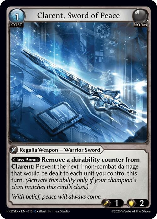 Image for Clarent, Sword of Peace (010) (.asphodel/paradise Starter Decks) (PRDSD) - Grand Archive TCG