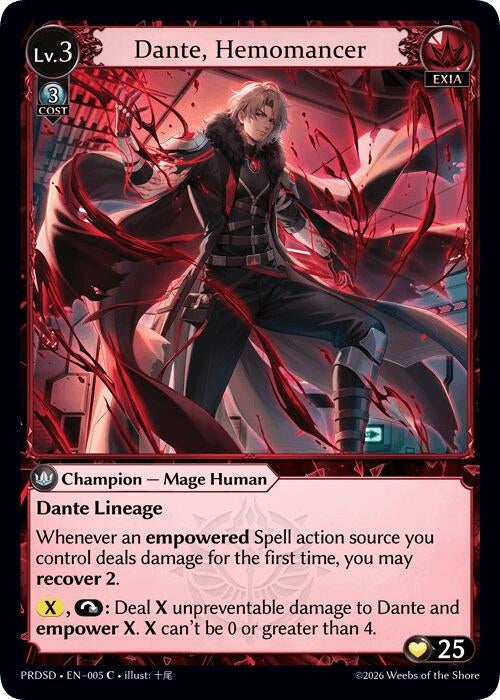 Image for Dante, Hemomancer (005) (.asphodel/paradise Starter Decks) (PRDSD) - Grand Archive TCG