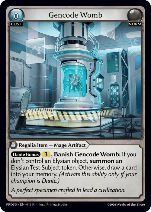 Image for Gencode Womb (011) (.asphodel/paradise Starter Decks) (PRDSD) - Grand Archive TCG