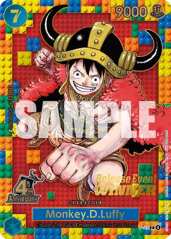 Image for Monkey.D.Luffy (4th Anniversary) (Winner) (P-110) (One Piece Promotion Cards) (OP-PR) - One Piece Card Game