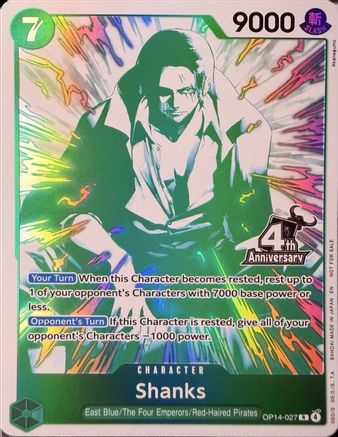 Shanks (4th Anniversary Treasure Campaign Pack) (OP14-027) (One Piece Promotion Cards) (OP-PR)