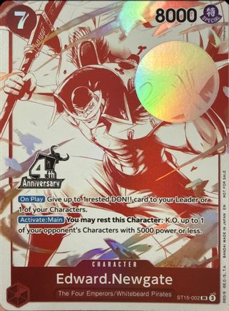 Edward.Newgate (4th Anniversary Treasure Campaign Pack) (ST15-002) (One Piece Promotion Cards) (OP-PR)