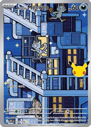 Alolan Meowth (139/128) [ME 30th Celebration] Holofoil - Illustration Rare