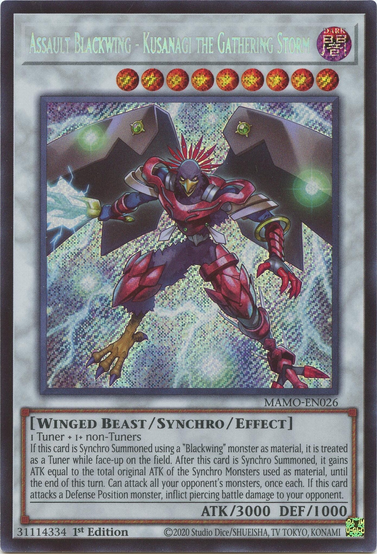 Assault Blackwing - Kusanagi the Gathering Storm (Secret Rare) (MAMO-EN026) (Magnificent Monsters)
