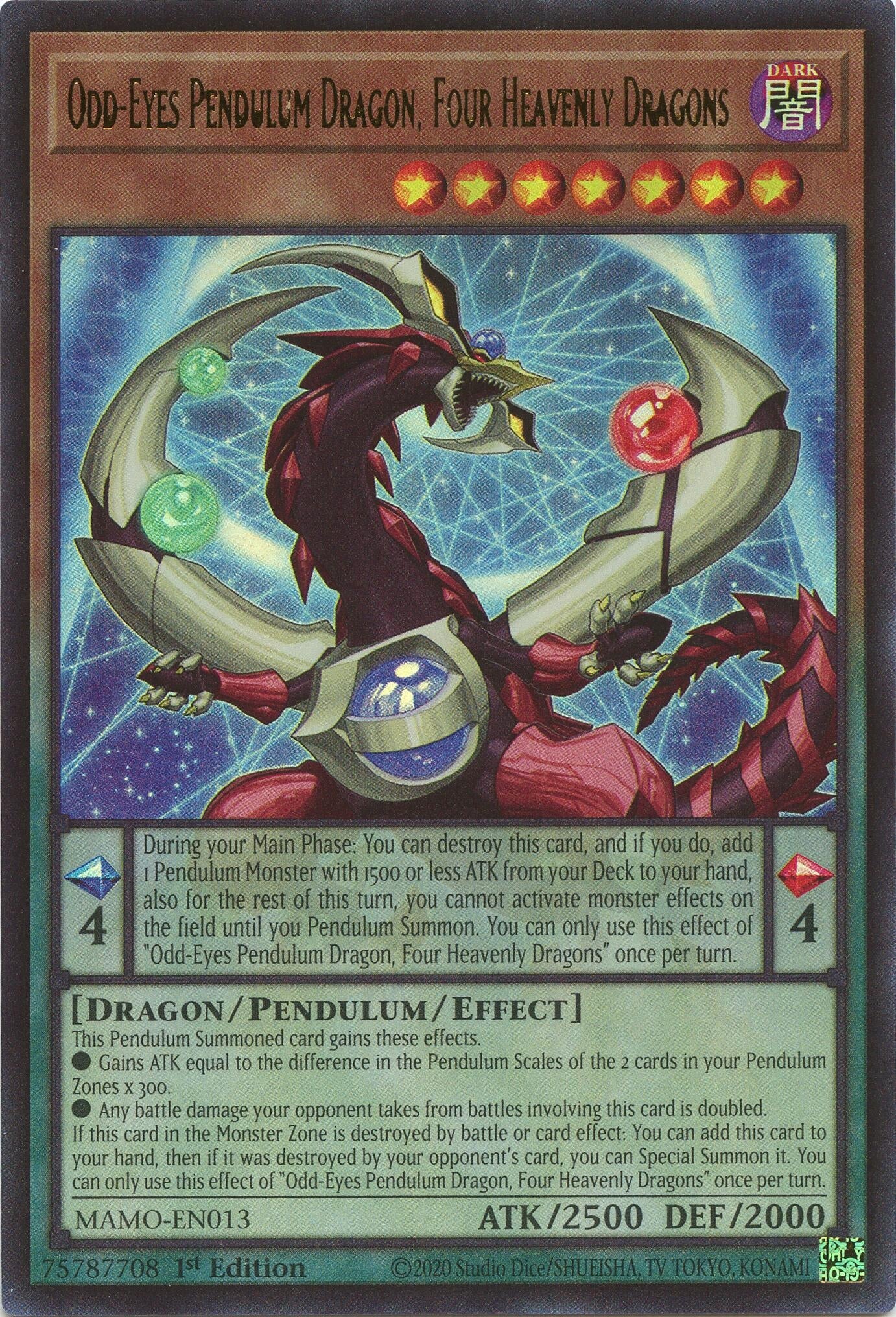 Odd-Eyes Pendulum Dragon, Four Heavenly Dragons (MAMO-EN013) (Magnificent Monsters)