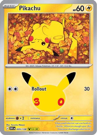 Pikachu (035/128) [ME 30th Celebration] Holofoil - Pikachu Rare