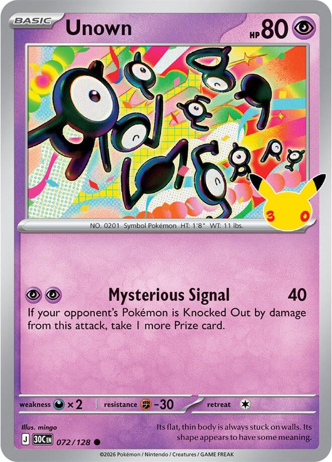 Unown (072/128) (ME: 30th Celebration)