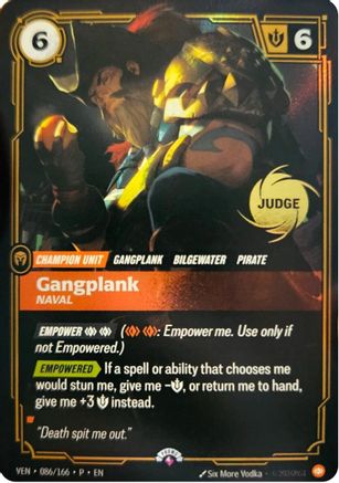 Gangplank, Naval (086/166) - Riftbound Judge Promotional Cards Foil - PokeBox USA