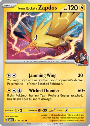 Team Rocket's Zapdos (070/182) [Deck Exclusives] - Rare - PokeBox USA